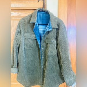 Corduroy and flannel shacket